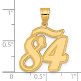 Brushed Border Script Number 84 Charm Pendant in Real 14k Yellow Gold