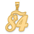 Brushed Border Script Number 84 Charm Pendant in Real 14k Yellow Gold