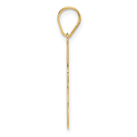 Brushed Border Script Number 85 Charm Pendant in Real 14k Yellow Gold