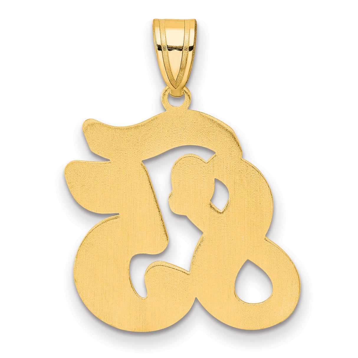 Brushed Border Script Number 85 Charm Pendant in Real 14k Yellow Gold