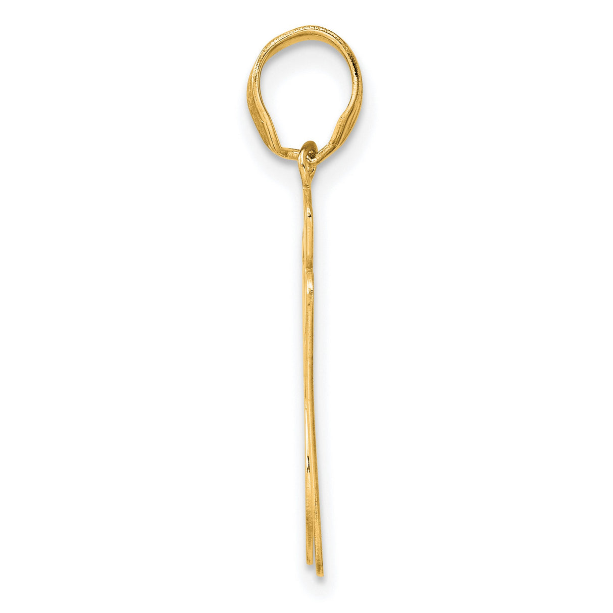 Brushed Border Script Number 87 Charm Pendant in Real 14k Yellow Gold