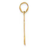 Brushed Border Script Number 87 Charm Pendant in Real 14k Yellow Gold