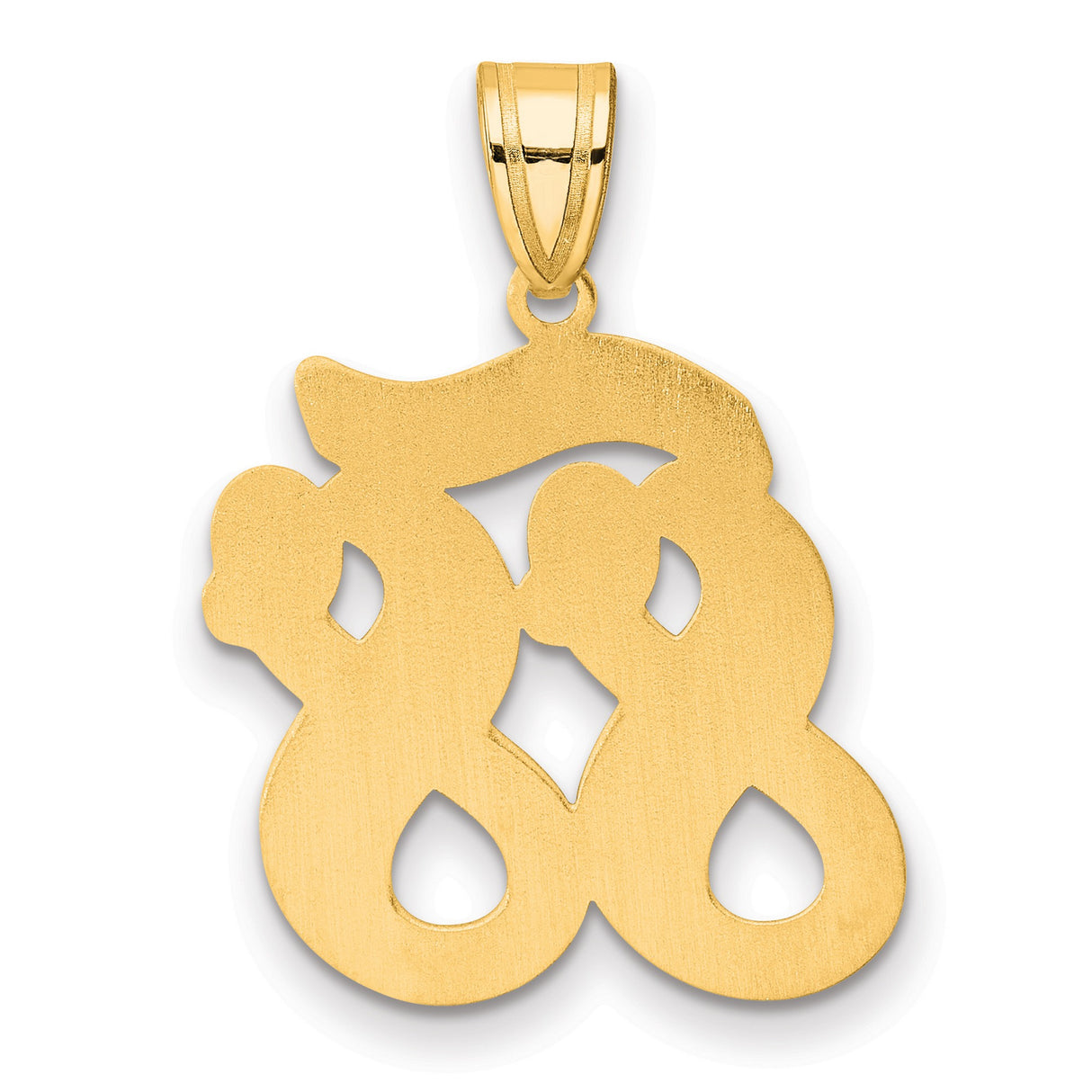14k Yellow Gold Number 88 Pendant, Bold Script Charm, Hip Hop and Sports Style, Unisex