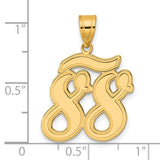 14k Yellow Gold Number 88 Pendant, Bold Script Charm, Hip Hop and Sports Style, Unisex