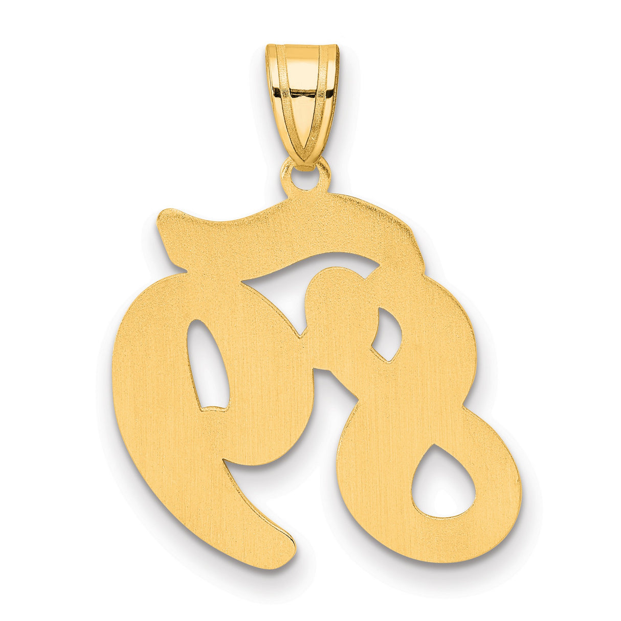 Brushed Border Script Number 89 Charm Pendant in Real 14k Yellow Gold