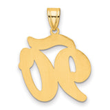 Brushed Border Script Number 90 Charm Pendant in Real 14k Yellow Gold
