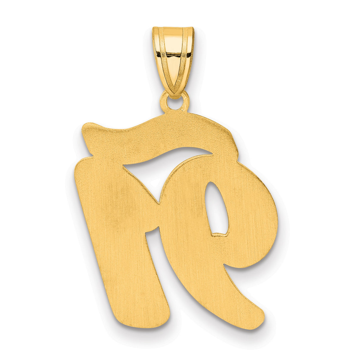 Brushed Border Script Number 91 Charm Pendant in Real 14k Yellow Gold