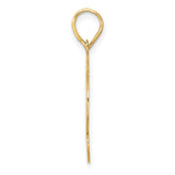Brushed Border Script Number 92 Charm Pendant in Real 14k Yellow Gold