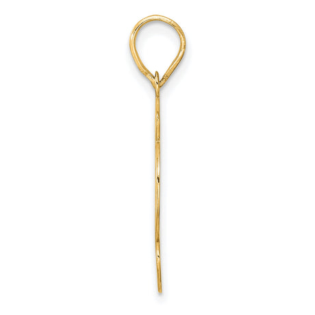 Brushed Border Script Number 92 Charm Pendant in Real 14k Yellow Gold