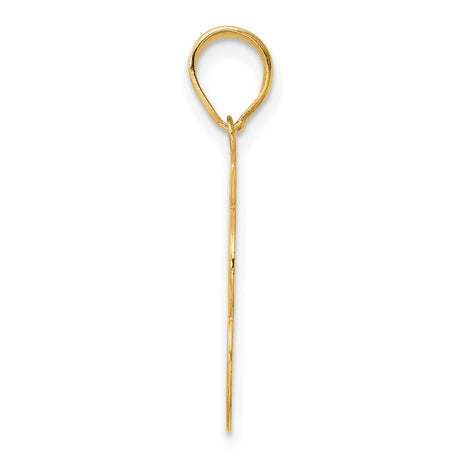 Brushed Border Script Number 93 Charm Pendant in Real 14k Yellow Gold