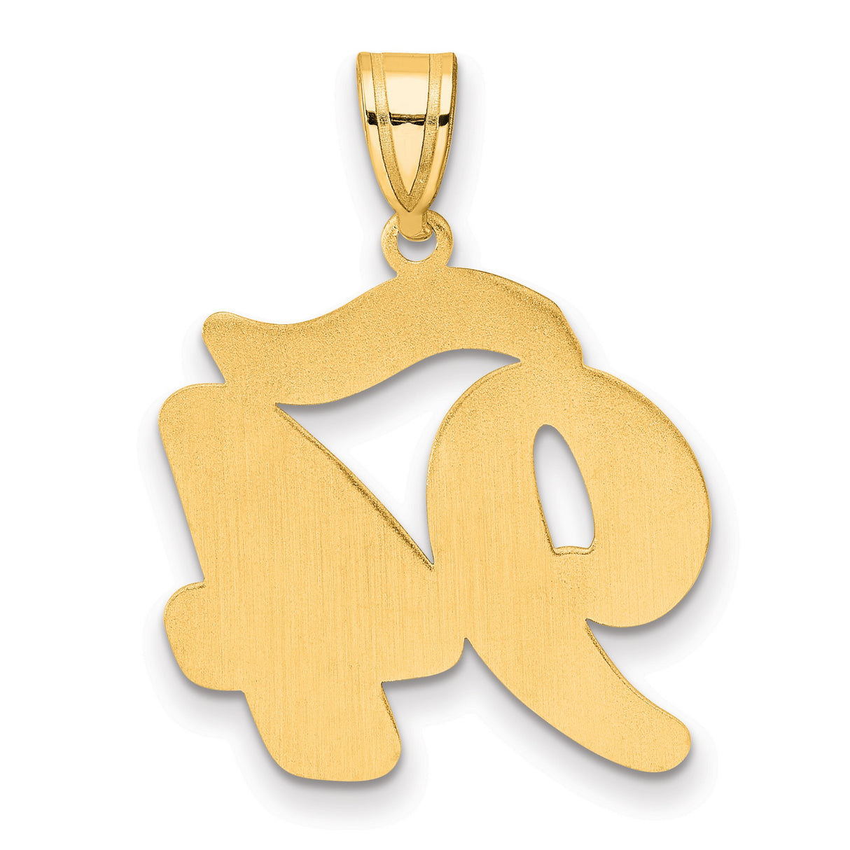 Brushed Border Script Number 94 Charm Pendant in Real 14k Yellow Gold