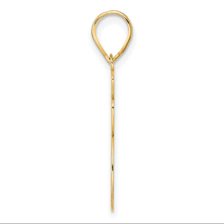 Brushed Border Script Number 95 Charm Pendant in Real 14k Yellow Gold