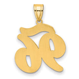 Brushed Border Script Number 96 Charm Pendant in Real 14k Yellow Gold