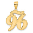 Brushed Border Script Number 96 Charm Pendant in Real 14k Yellow Gold