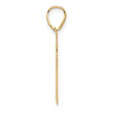 Brushed Border Script Number 97 Charm Pendant in Real 14k Yellow Gold