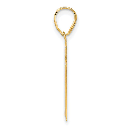 Brushed Border Script Number 97 Charm Pendant in Real 14k Yellow Gold