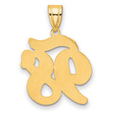 Brushed Border Script Number 98 Charm Pendant in Real 14k Yellow Gold
