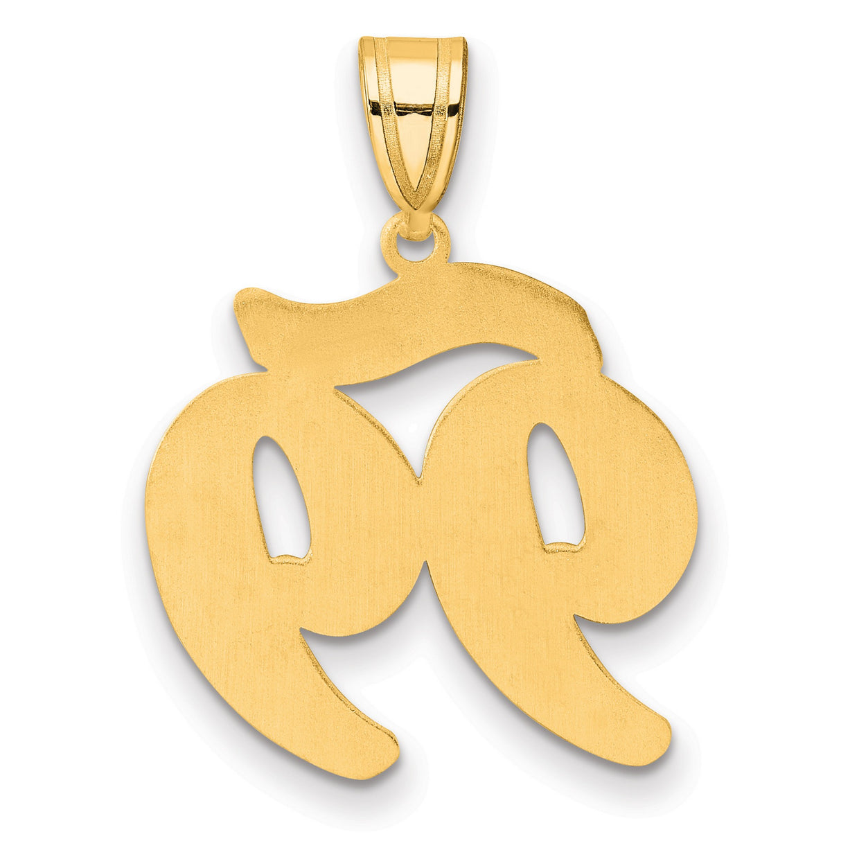 Brushed Border Script Number 99 Charm Pendant in Real 14k Yellow Gold