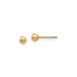 14k Yellow Gold Ball Stud Earrings, Polished Sphere Design, Minimalist Unisex Style