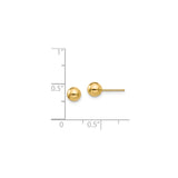 14k Yellow Gold Ball Stud Earrings, Classic Polished Round Design for Women
