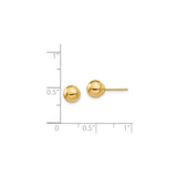14k Yellow Gold Ball Stud Earrings, Polished Sphere Design, Minimalist Everyday Style for Women