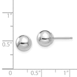 14k White Gold Ball Stud Earrings, Classic Polished Sphere Design for Women