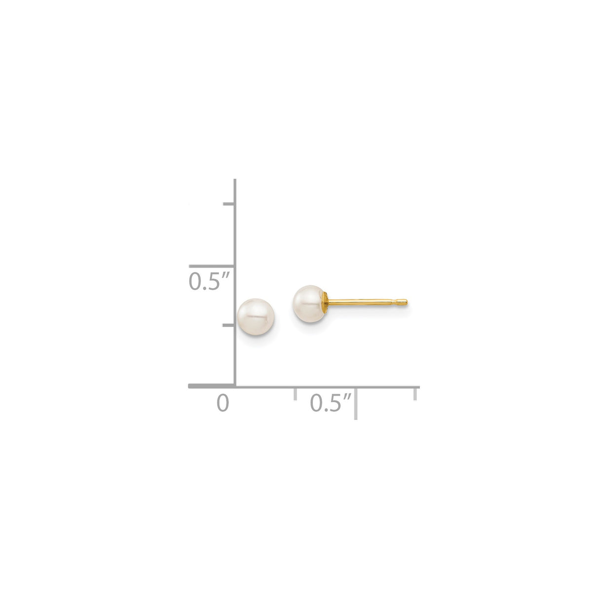 14k Yellow Gold Stud Earrings with Round White Cultured Pearls, Classic Bridal Jewelry