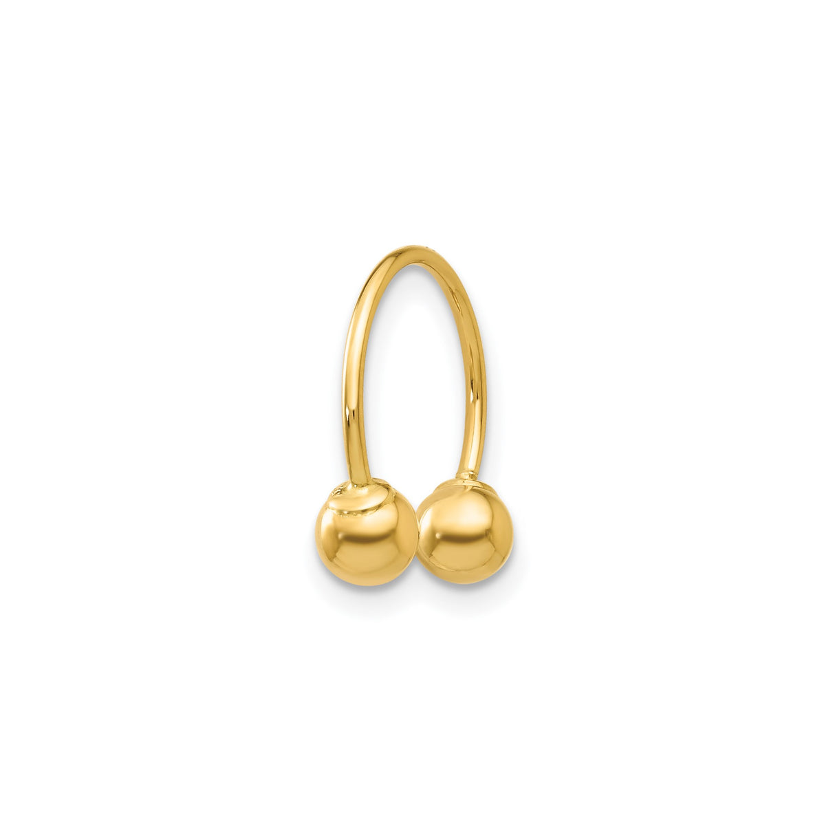 14k Yellow Gold Horseshoe Barbell Ring with Polished Ball Ends, Unisex Facial Piercing Jewelry