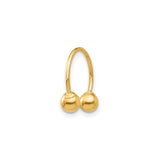 14k Yellow Gold Horseshoe Barbell Ring with Polished Ball Ends, Unisex Facial Piercing Jewelry