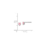 14k White Gold Heart Stud Earrings with Pink Cubic Zirconia for Women