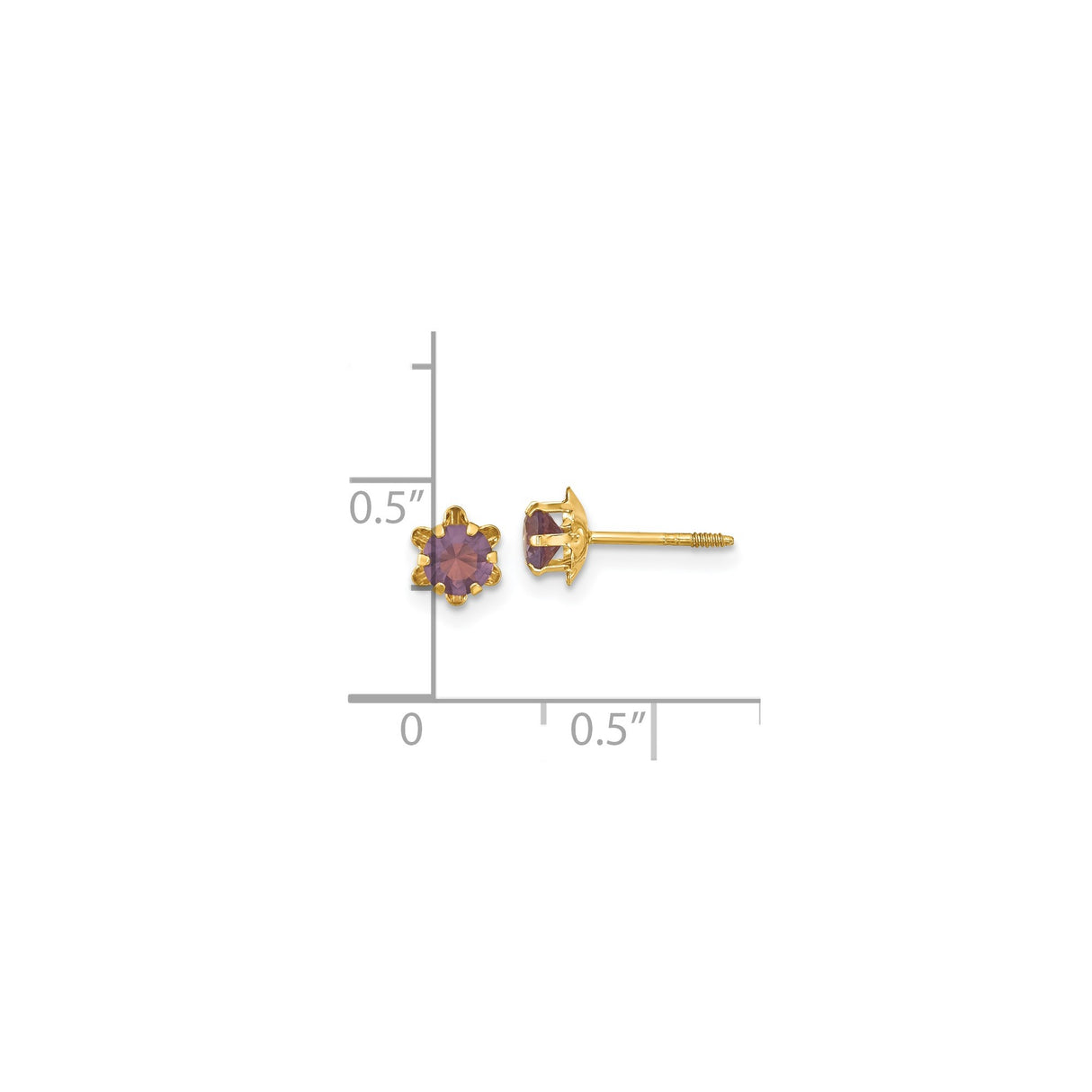 14k Yellow Gold Flower Stud Earrings with Cubic Zirconia, Dainty Floral Studs for Women
