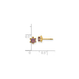 14k Yellow Gold Flower Stud Earrings with Cubic Zirconia, Dainty Floral Studs for Women