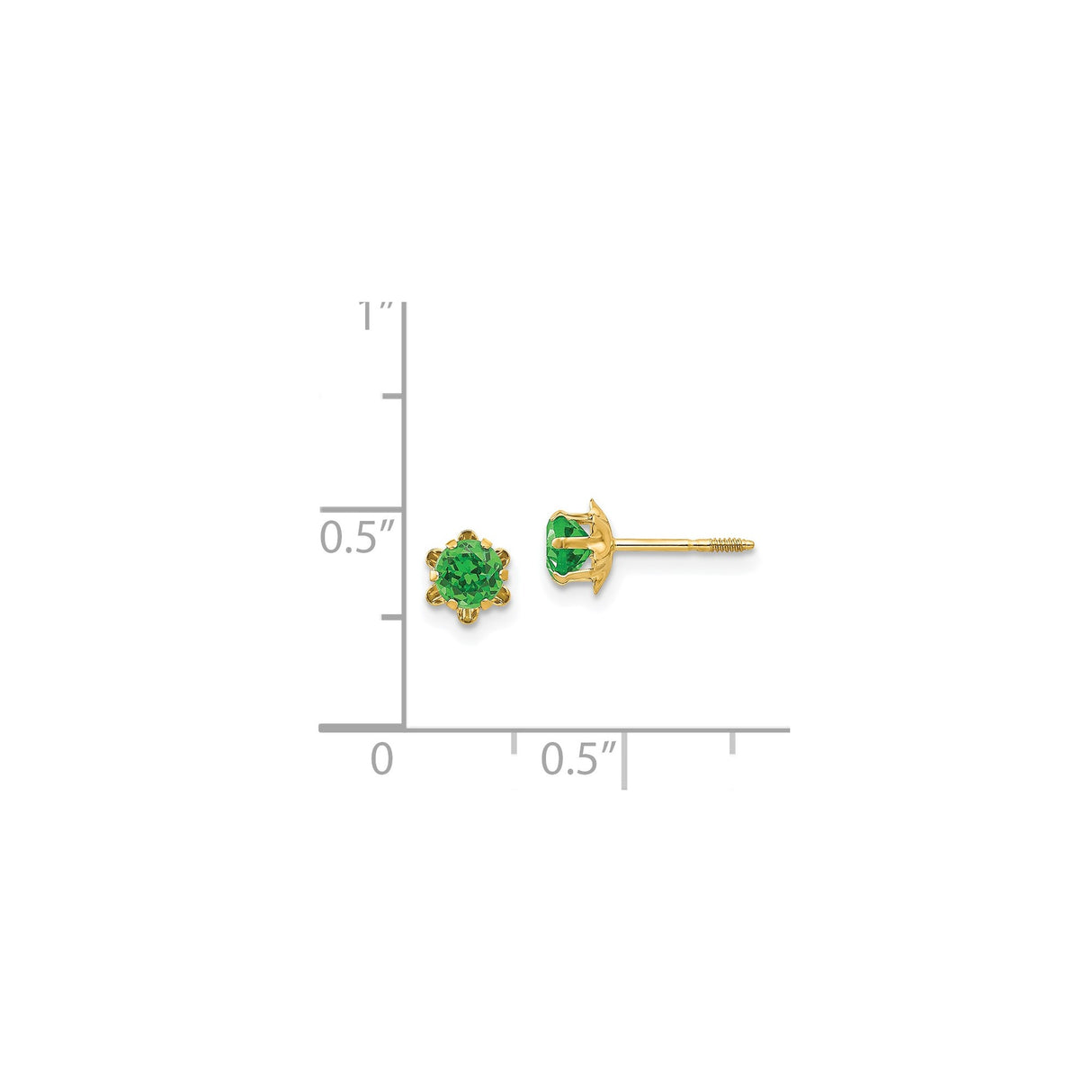 14k Yellow Gold Stud Earrings with Cubic Zirconia, Floral Design