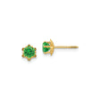 14k Yellow Gold Stud Earrings with Cubic Zirconia, Floral Design