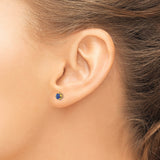 14k Yellow Gold Flower Stud Earrings with Round Cubic Zirconia in Floral Design