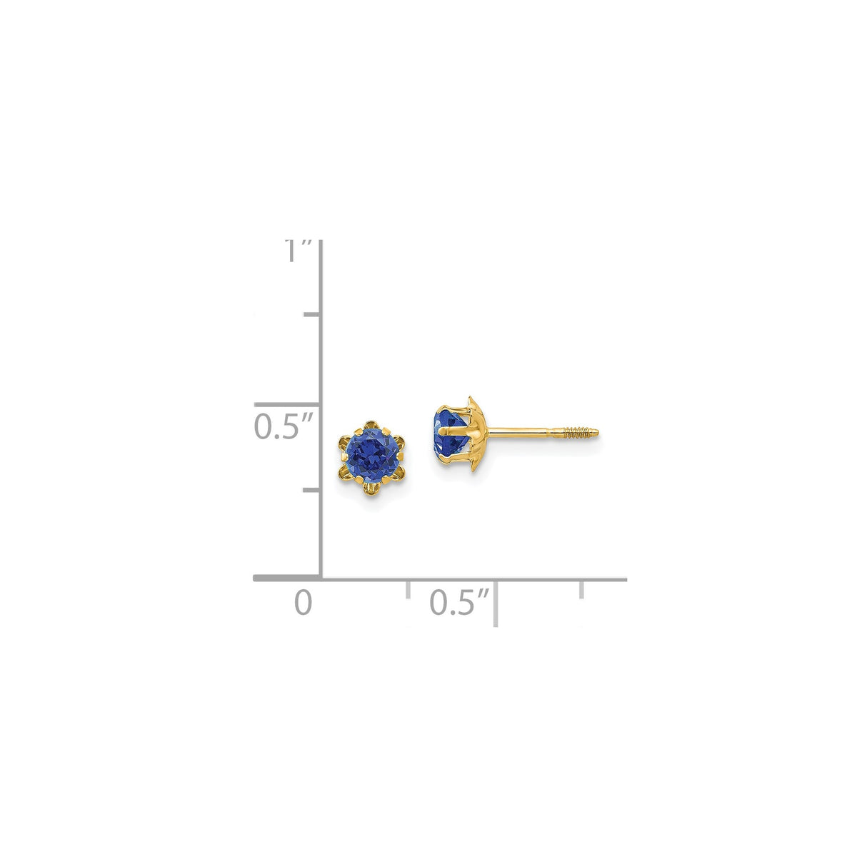 14k Yellow Gold Flower Stud Earrings with Round Cubic Zirconia in Floral Design