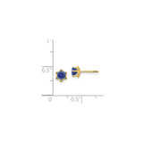 14k Yellow Gold Flower Stud Earrings with Round Cubic Zirconia in Floral Design
