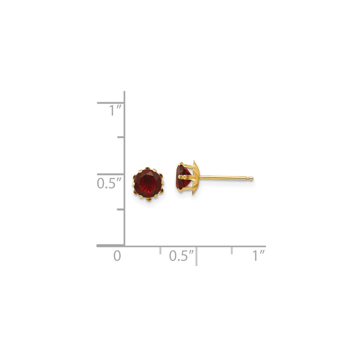 14k Yellow Gold Stud Earrings with Round Cut Cubic Zirconia, Classic Style for Women
