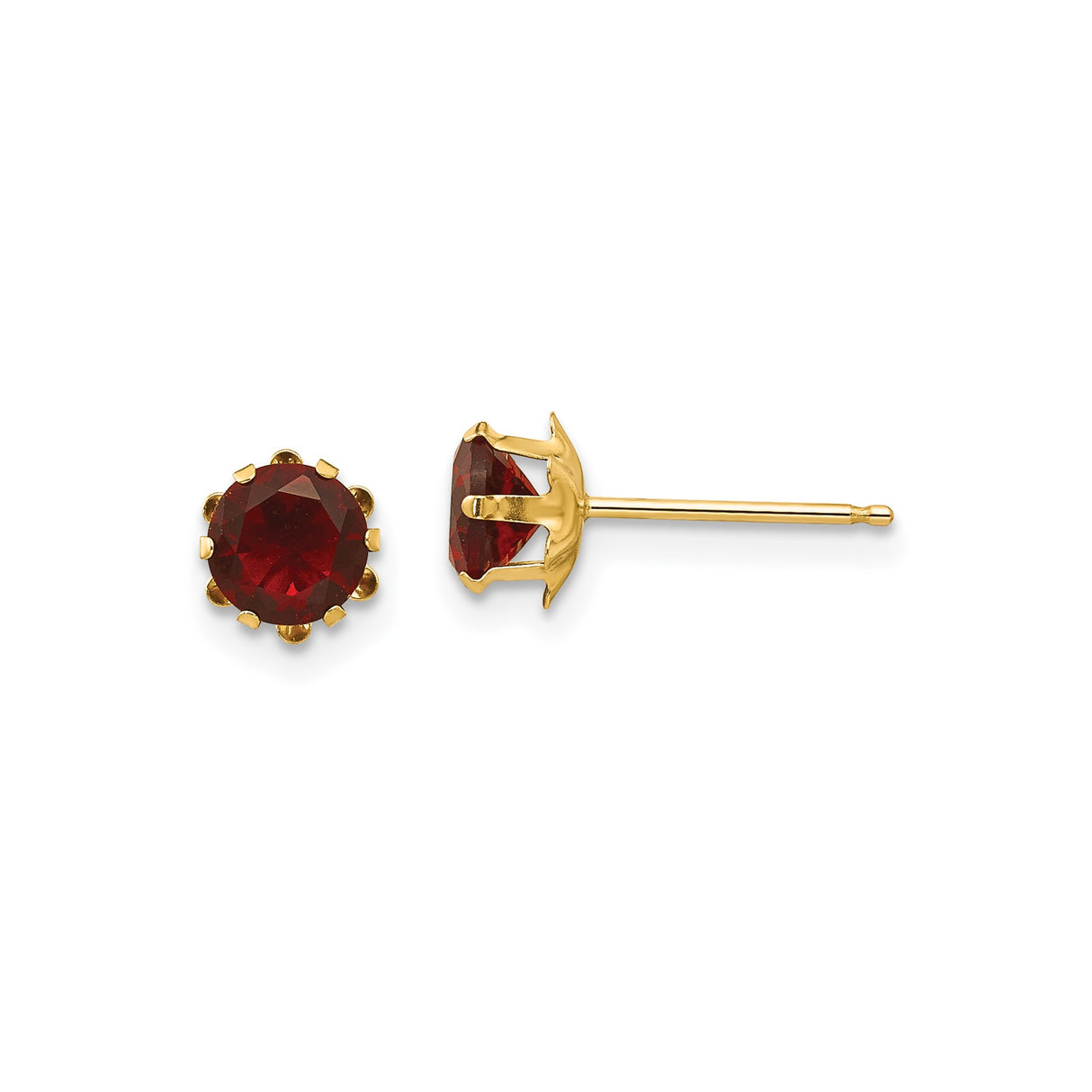 14k Yellow Gold Stud Earrings with Round Cut Cubic Zirconia, Classic Style for Women