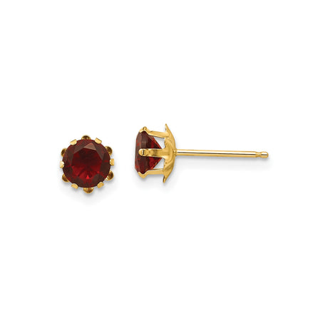 14k Yellow Gold Stud Earrings with Round Cut Cubic Zirconia, Classic Style for Women