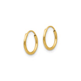 14k Yellow Gold Hoop Earrings, Classic Polished Round Design, Unisex Minimalist Style