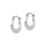 14k White Gold Hoop Earrings, Polished Finish, Lightweight Minimalist Design for Women