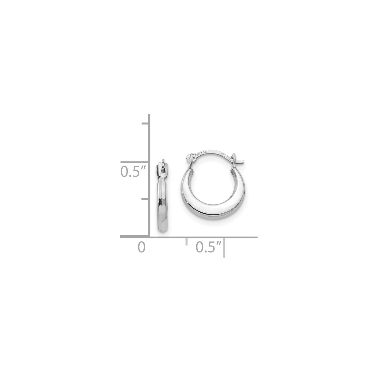 14k White Gold Hoop Earrings, Polished Finish, Lightweight Minimalist Design for Women