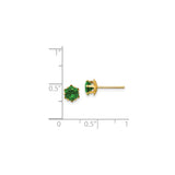 14k Yellow Gold Stud Earrings with Round Cubic Zirconia, Classic Lightweight Design for Women