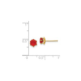 14k Yellow Gold Stud Earrings with Round Cubic Zirconia in Floral Prong Setting