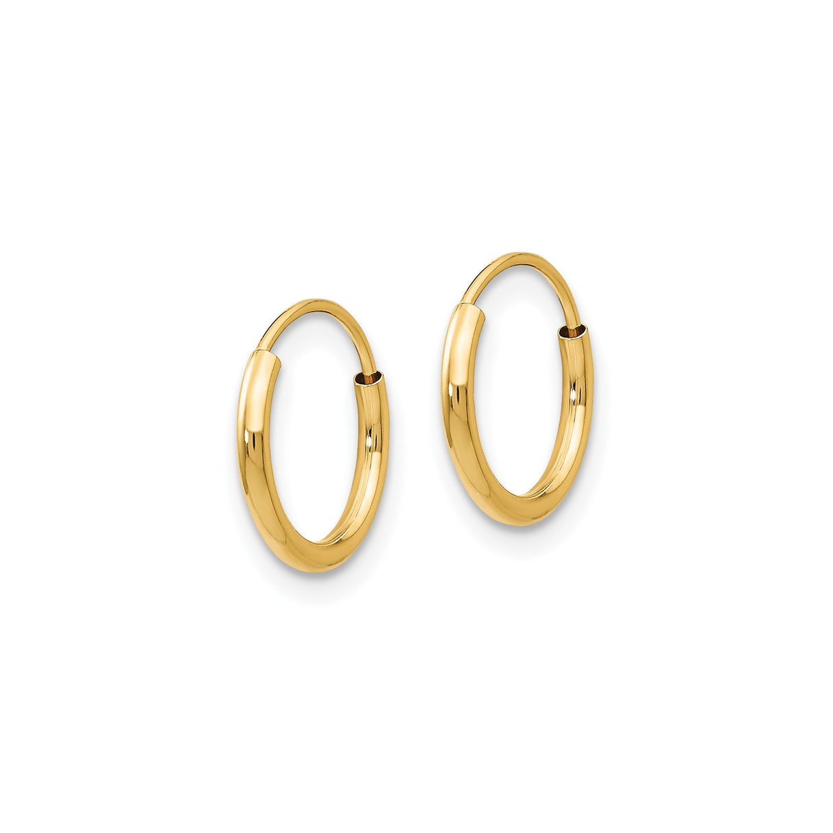 14k Yellow Gold Hoop Earrings, Classic Round Lightweight Design with Polished Finish for Women