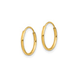 14k Yellow Gold Hoop Earrings, Classic Minimalist Lightweight Round Design for Women