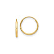 14k Yellow Gold Hoop Earrings, Classic Minimalist Lightweight Round Design for Women