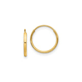 14k Yellow Gold Hoop Earrings, Classic Minimalist Lightweight Round Design for Women