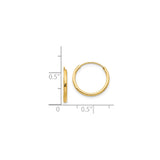 14k Yellow Gold Hoop Earrings, Classic Polished Round Medium Hoops, Lightweight Minimalist Style